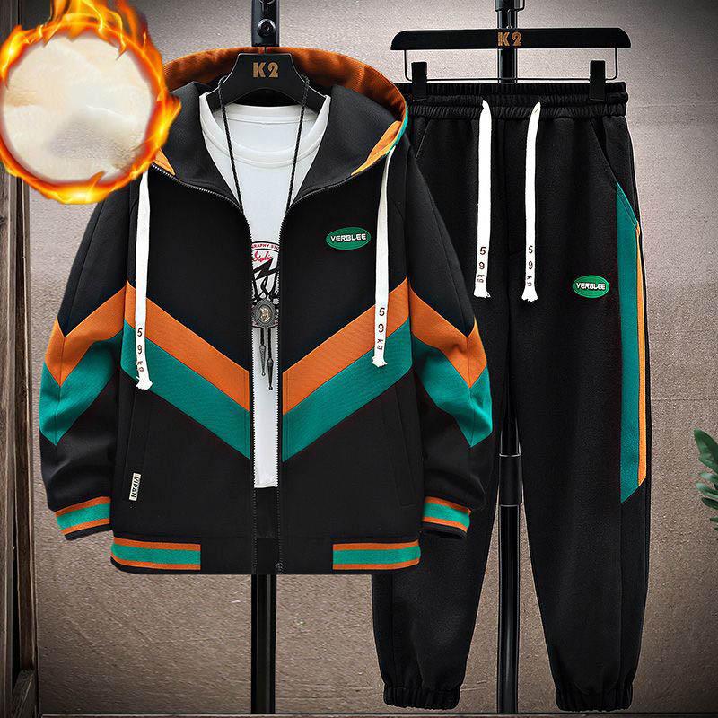 Spring Autumn Men's Sets Korean Fashion Joggers Suit Men Casual Men Patchwork Streetwear Hooded Tracksuit Men Two Piece Set