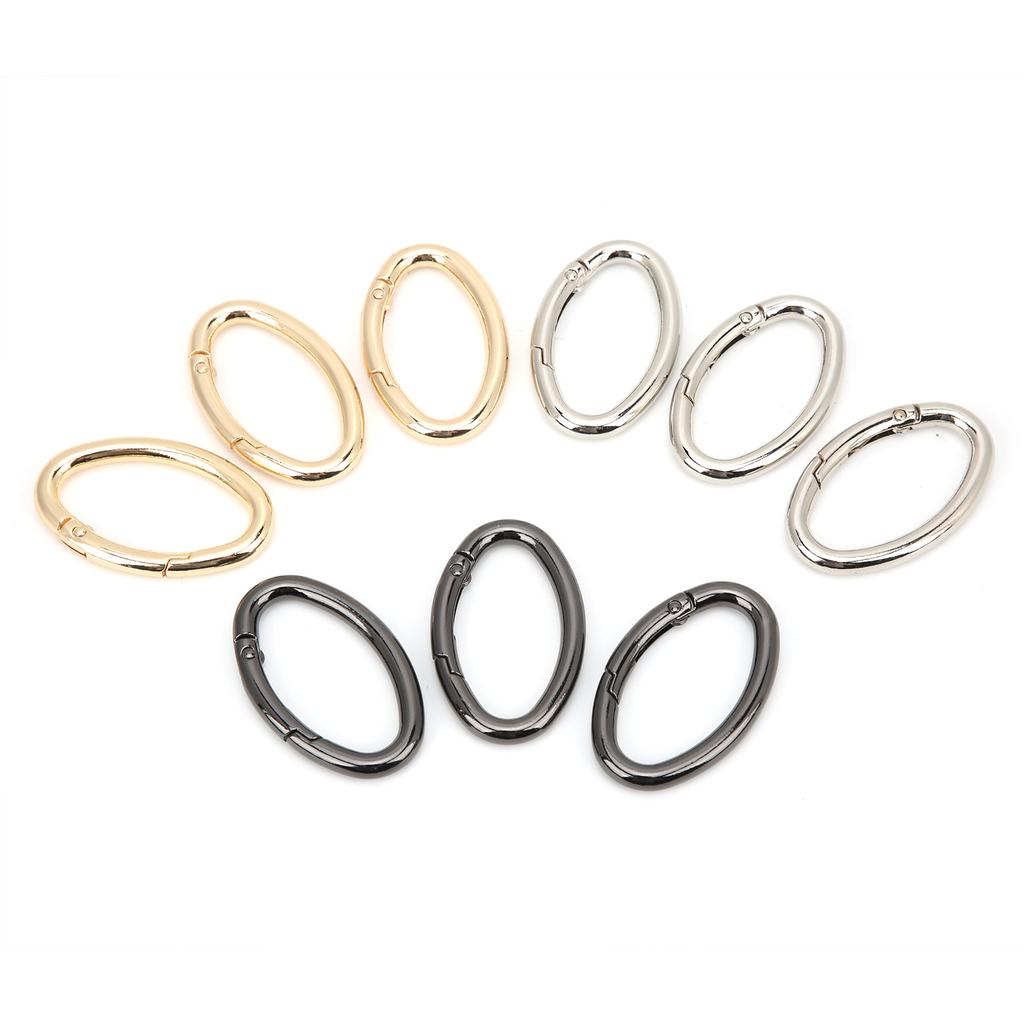 9Pcs Spring Ring Buckle 0?Shaped Oval Open Bag Chain Hardware DIY Accessories 3 ColorsM