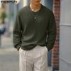 Autumn Men Round Neck Long Sleeve Texture Rib Casual Pullover Tops