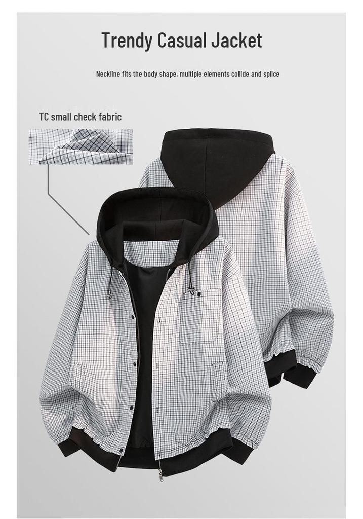 Unisex Trendy Hooded Faux Two-Piece Jacket for Youthful Style