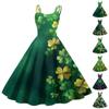 Women's Fashion St. Patrick's Day Printed Sexy Strapless Gothic Cocktail Dress Punk, Vintage Dress.