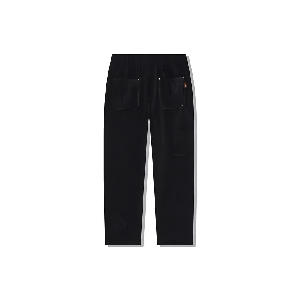 Li Ning Letter Print Straight Leg Knitted Casual Pants Men Bottoms Black AKXT191-2