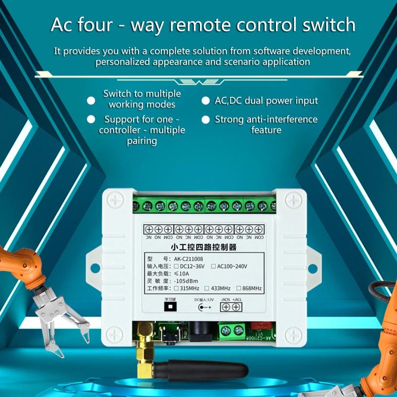 Беспроводной RF пульт дистанционного управления DC12V 24V 220V 4-канальный l 433Mhz пульт дистанционного управления для гаражных ворот передатчик и приемник
