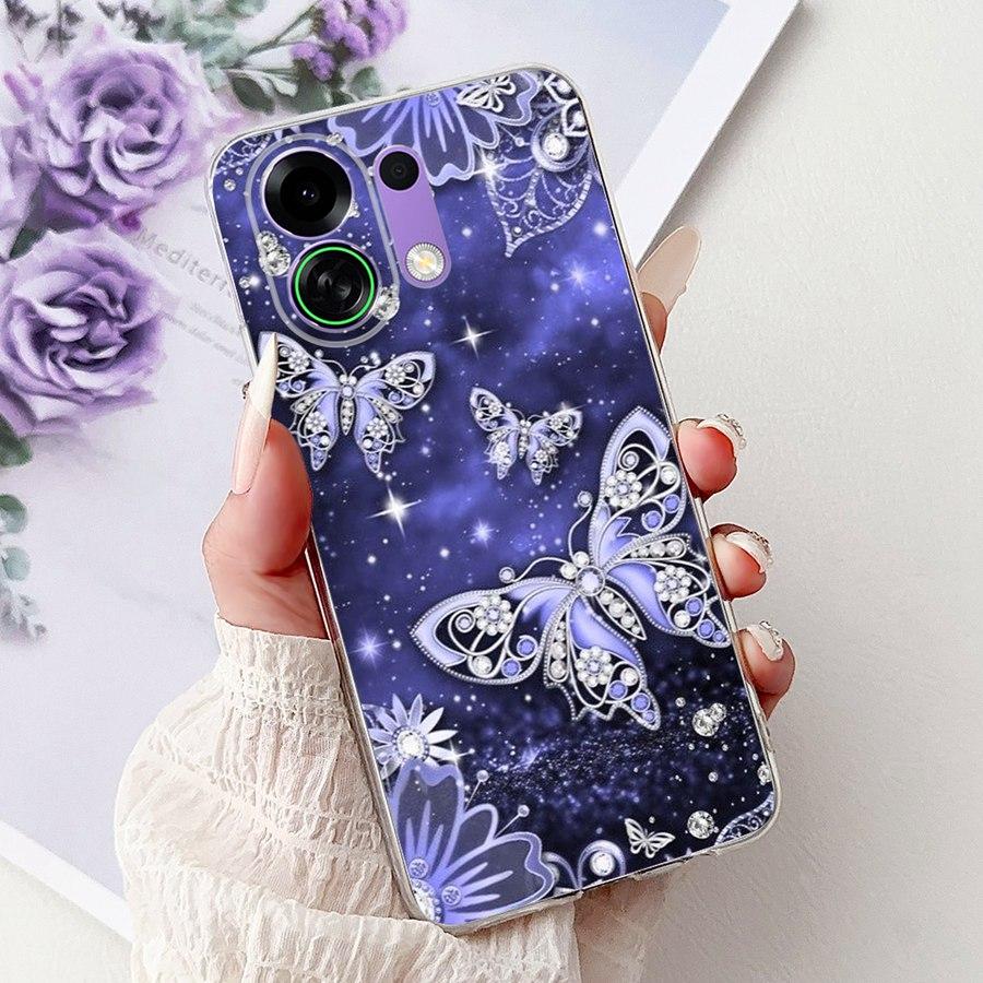 For Oppo K13 Turbo Pro Case Cartoon Butterfly Shockproof Soft Silicone TPU Back Cover for OPPOK13 K13turbo Pro PLM110 Funda