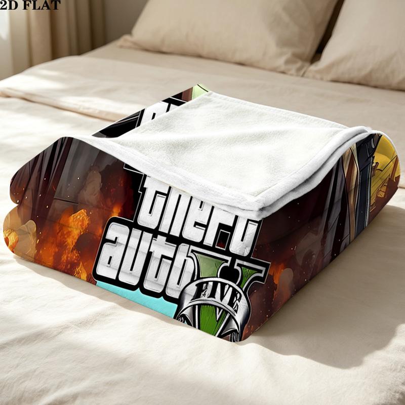 1PC Grand Theft Auto Patterned Flannel Blanket Suitable For All Seasons For Home Decor Warmth And Comfort Gifts Holiday Present