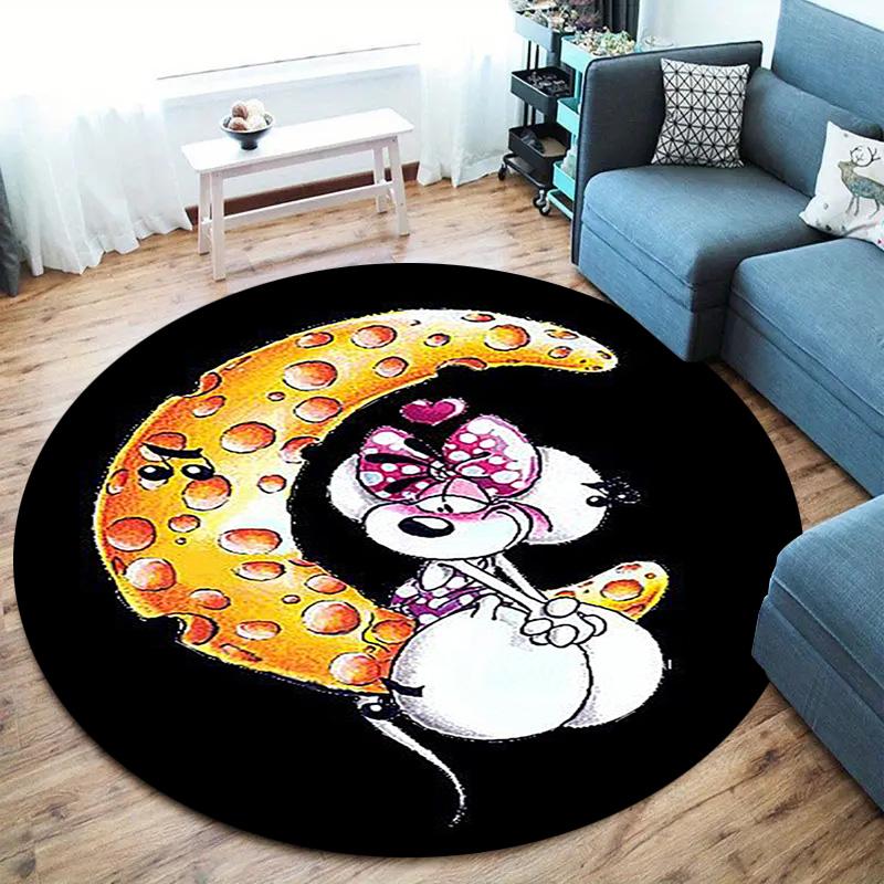 Diddl Round Area Rug,Carpet Rug for Living Room Bedroom Sofa Playroom Decor,Non-slip Floor Mat
