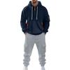 Мужской однотонный повседневный костюм, свободная спортивная толстовка с капюшоном и карманами, комбинезон с несколькими карманами