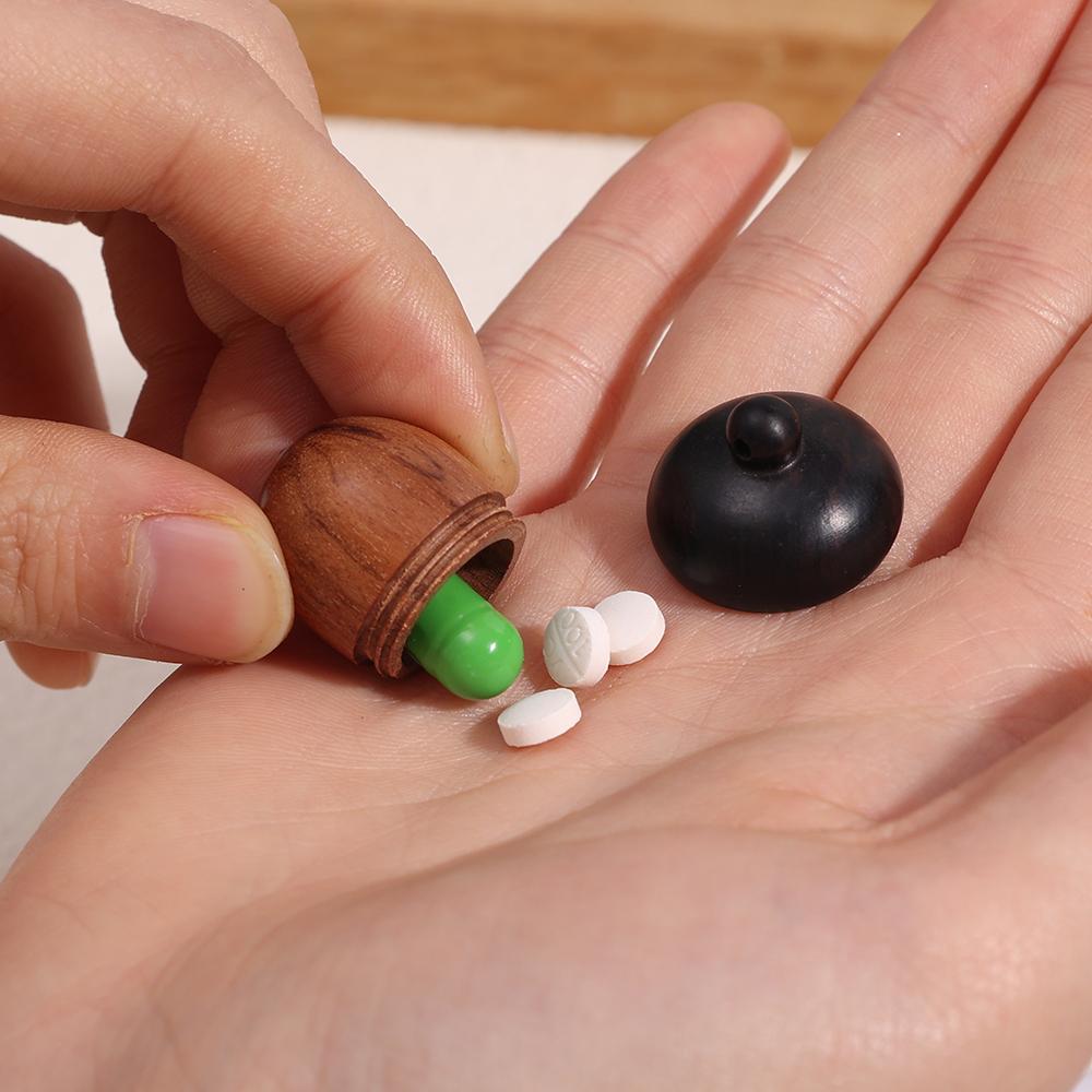 5/1Pcs Mini Wood Acorn Pendant Box Portable Rescue Pill Case Tablets Organizer Multi-purpose Storage Container DIY Acorn Pendant