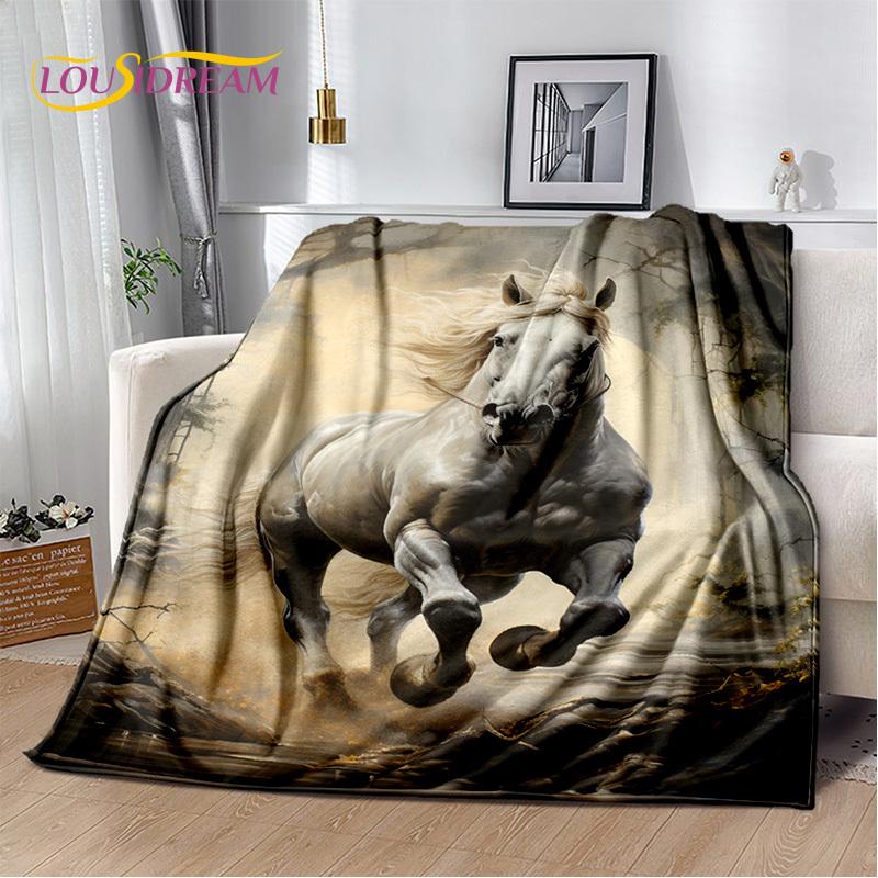 Horse Pentium Gallant Steed 3D Animal Blanket,Soft Throw Blanket for Home Bedroom Bed Sofa Picnic Travel Office Cover Child Gift