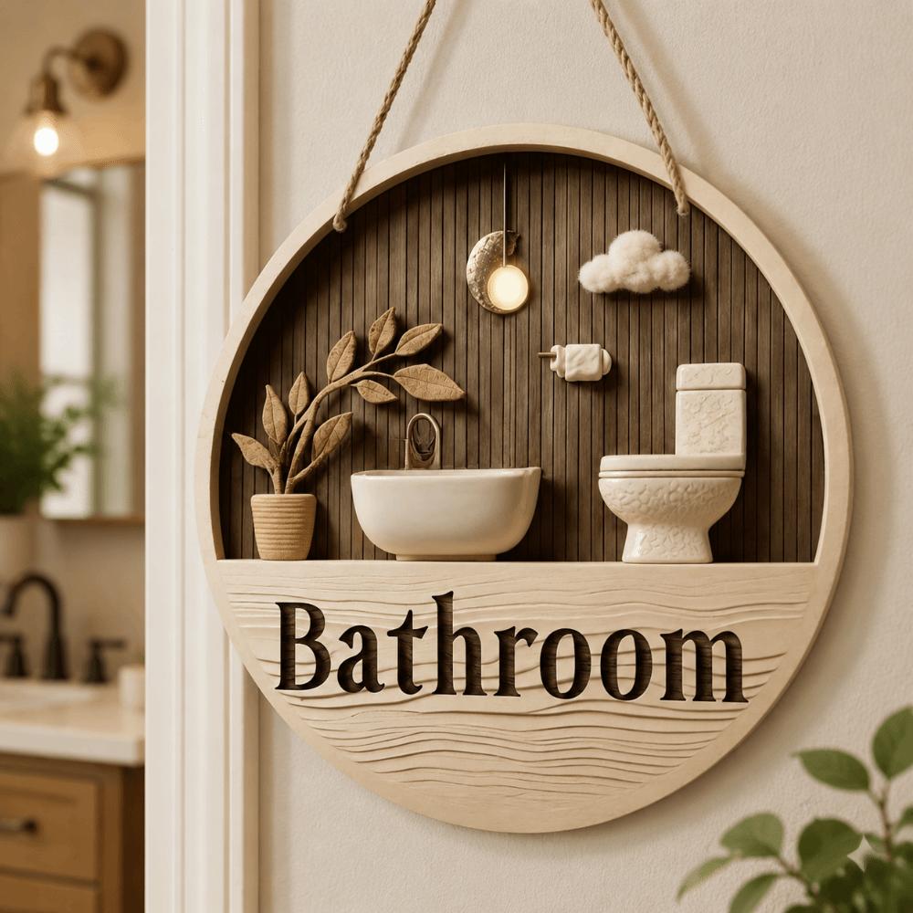 Ornament Wall Art Sign 2D Flat Toilet Decorative Plate Bathroom Sign Plate Dormitory