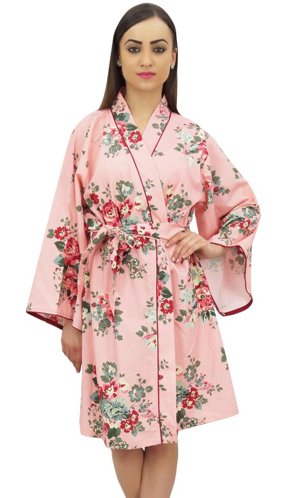 Bimba Women's Full Sleeve Kimono Robe With Belt Floral Print Cover Up