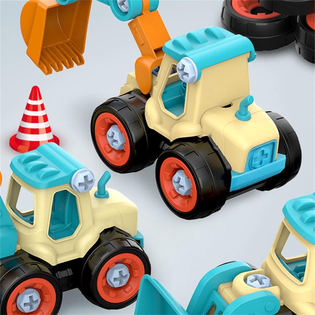 Игровые наборы строительной техники для малышей, имитация, включают 4 транспортных средства, пазл, съемный набор игрушечных машинок для детей с отверткой, конфетные цвета