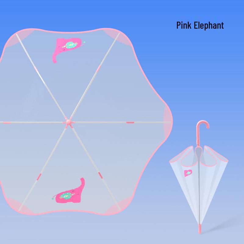 Детский безопасный прозрачный зонт с мультяшным рисунком: Автоматический, Дизайн с круглыми углами для мальчиков и девочек детского сада