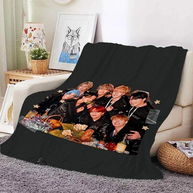 Покрывало на кровать Диван Зима A-Ateez Kpop Теплый флис Кемпинг Индивидуальное Декоративное Дневной сон Пушистые Мягкие Одеяла Кинг-сайз Микрофибра Постельное белье