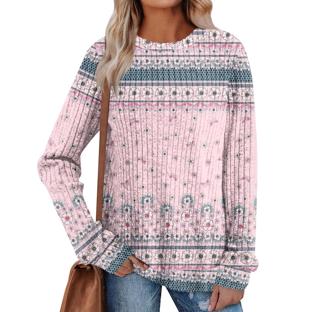 Женский принт Легкий Топ с круглым вырезом из матового хлопка