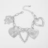 Классический браслет с подвеской в виде большого сердца для женщин, винтажный браслет-цепочка с геометрическими шармами с полым узором, модное ювелирное изделие в подарок