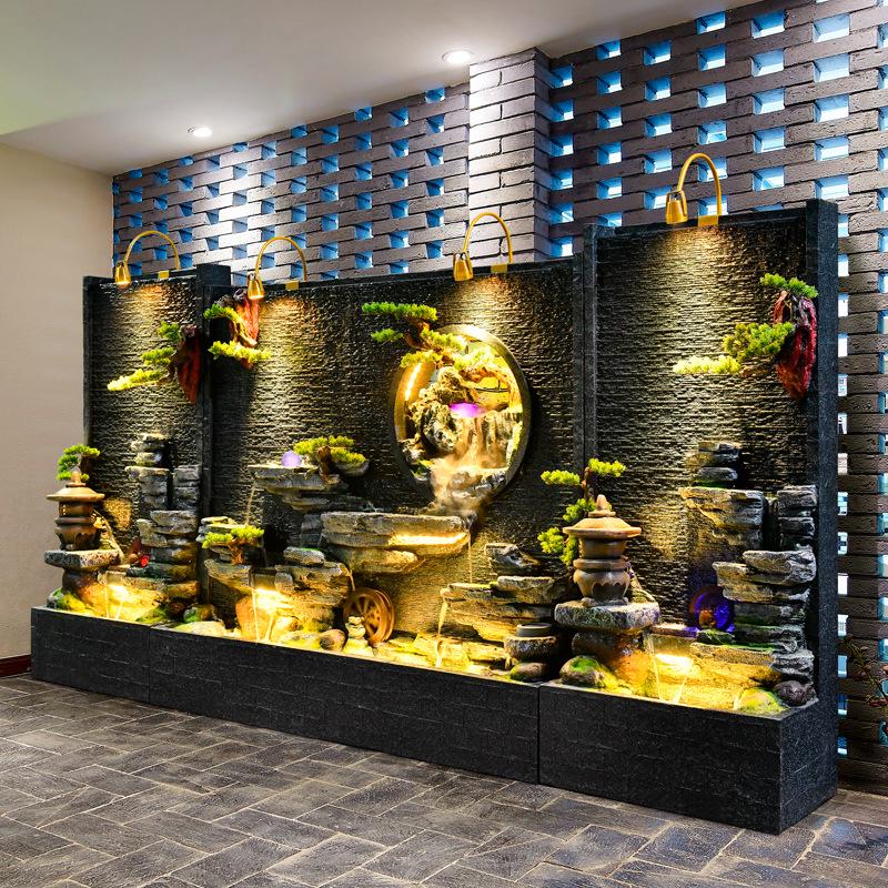 Large Rockery Water Curtain Divider: Flowing Water & Fish Pond Ornament for Living Room, Dining Room, Hotel, or Courtyard Landscaping