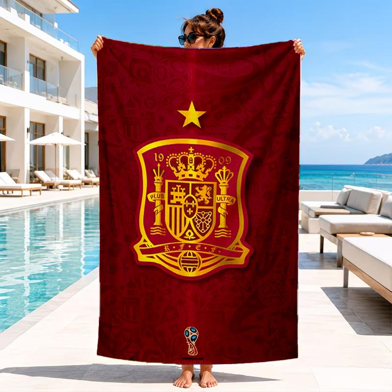 Spain Football Crest Beach Towel, Microfiber Beach Towel, Perfect For Pool, Beach, Travel, Home Decor Beach Party Fan gifts