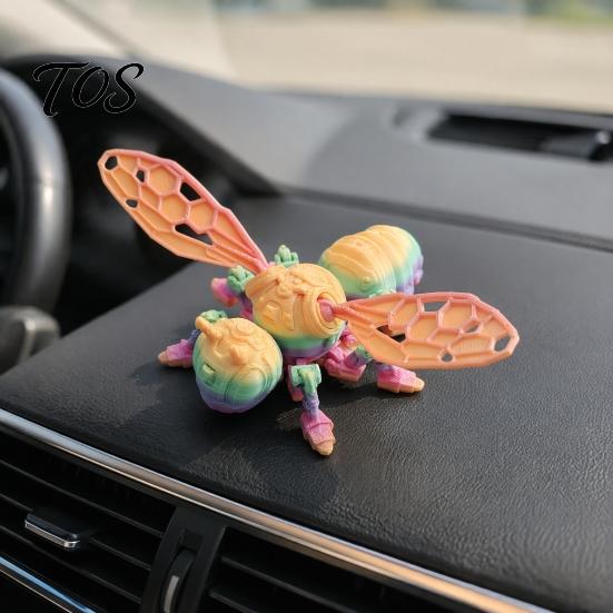 Novelty Desk Display Accessory 3D Printed Mechanical Bee Figurine, Articulated Insect Ornament, Movable Joints Cool Joint Toy Desktop Display,