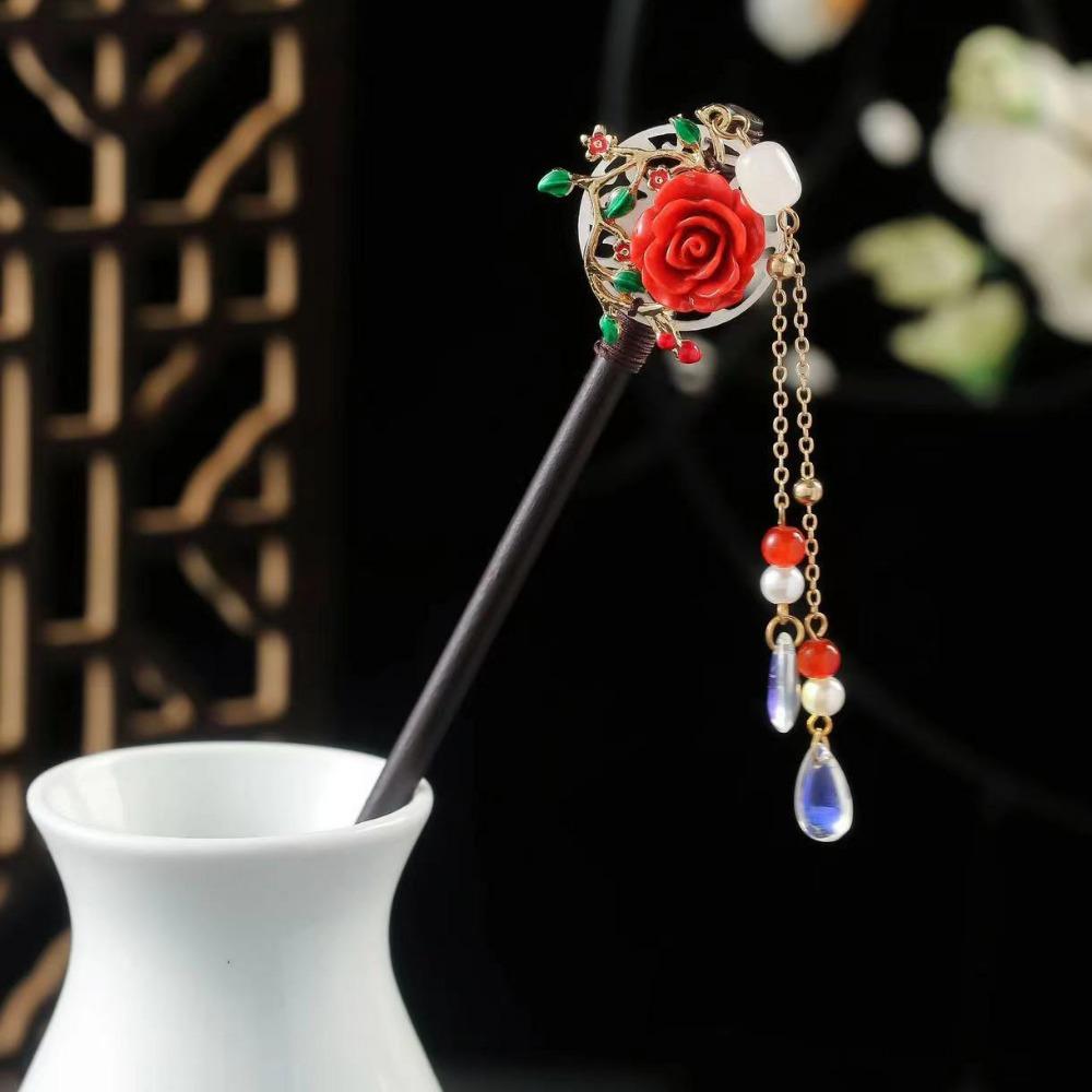 Vintage Flower Hairpin Flower Hairpin Fork Jewelry Accessories New Chinese Hair Stick  for Hanfu