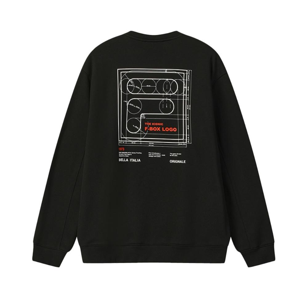 Fila Оригинальная флисовая версия Модный повседневный универсальный теплый свободный пуловер Толстовка Мужская толстовка Черная F11M549214FBK