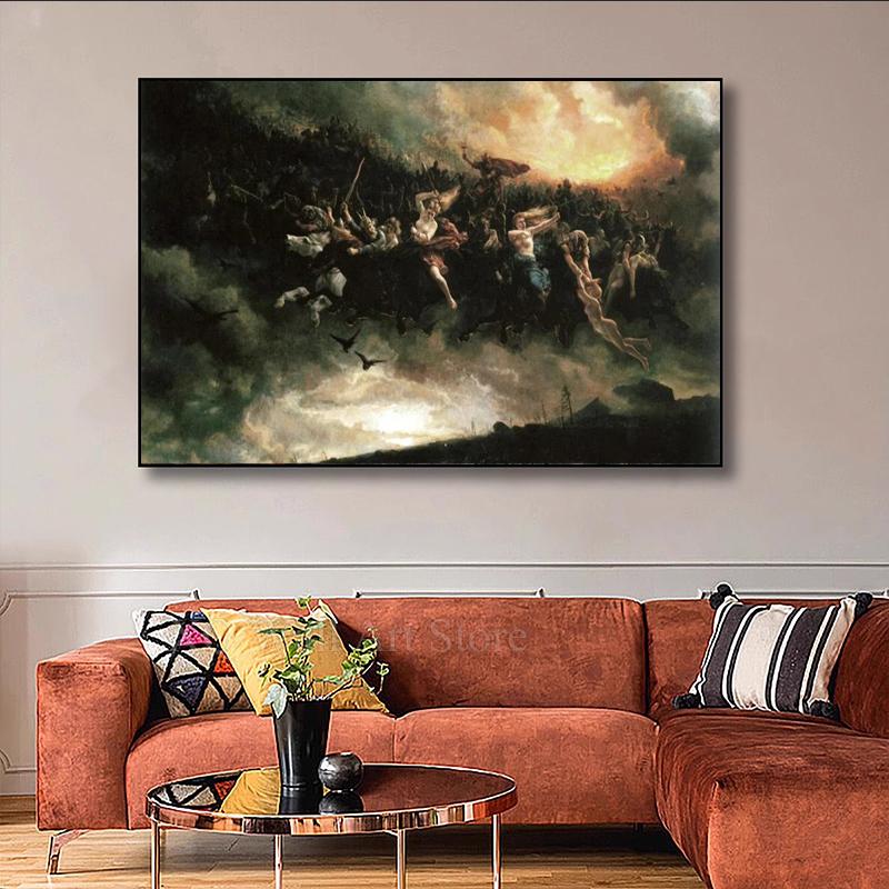 Дикая Охота Одина Питер Николай Арбо винтажный постер антикварная картина репродукция печать на холсте мифологическая настенная живопись домашний декор