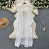 Spring/Summer Women's Long Cut-Out Knit Cardigan Loose Sun Protection Shawl Jacket Open Fron Knit Cardigan