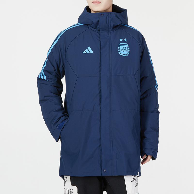 Adidas Afa Stad Par Sports Striped Casual Hooded Cotton Jacket Men Jacket Blue HF3912