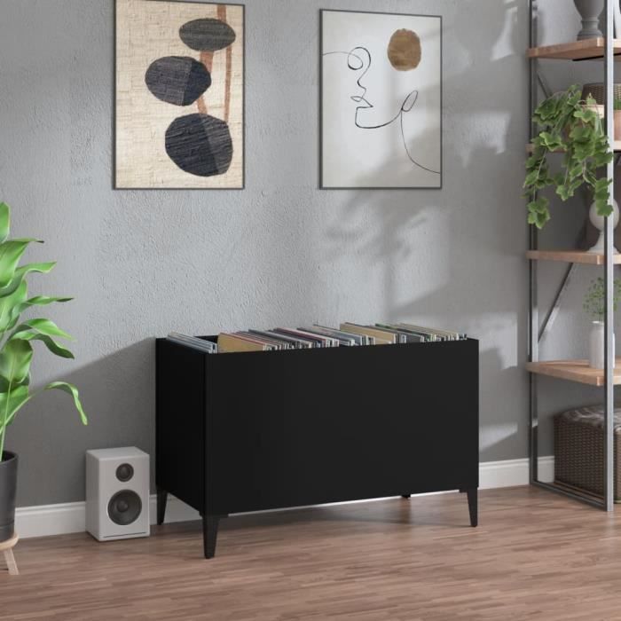 VidaXL Record Cabinet Black 74.5x38x48 Cm Engineered Wood 831966