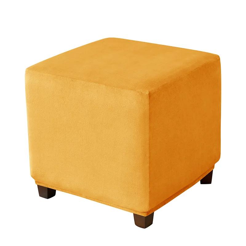 Elastic Square Ottoman Cover Stretch Velvet Footstool Covers Living Room Bedroom Footrest Stool Covers Furniture Protector