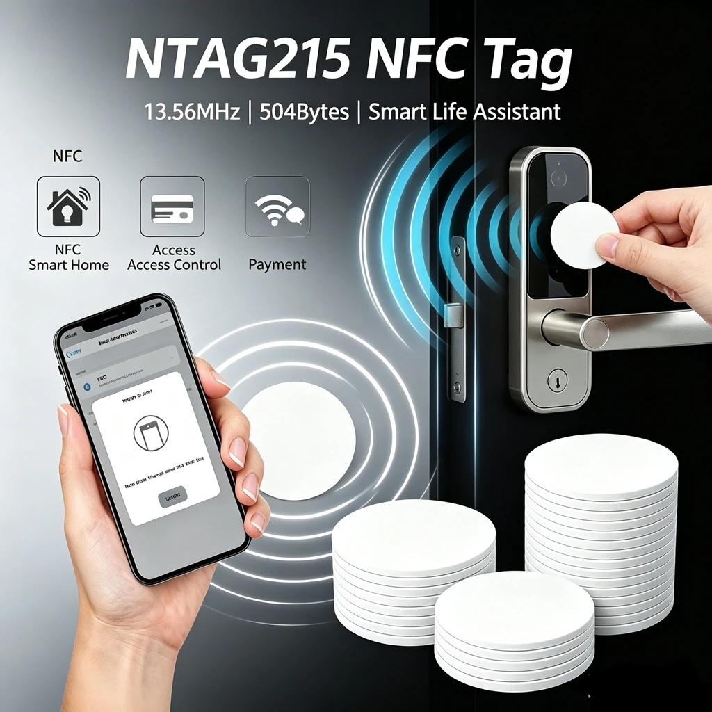 Программируемая NFC-метка NTAG215 13,56 МГц Универсальные умные устройства NFC-чип Наклейка 504 байта Персональная метка для автоматизации TagMo ПВХ Монетные метки