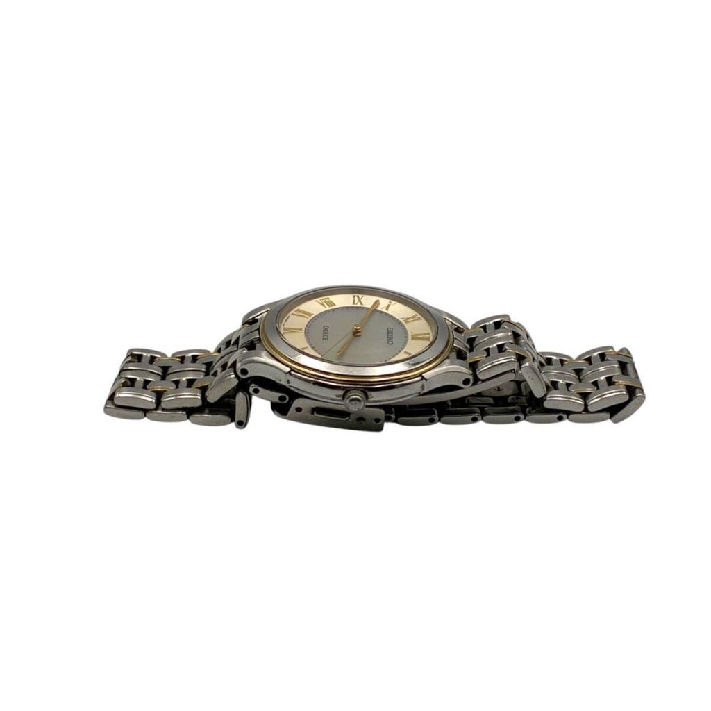 Рабочие солнечные часы Seiko Dolce с фиолетовым ремешком с римскими цифрами 3 V181-0AC0, циферблат из перламутра, цифры, стрелки, [bp4]