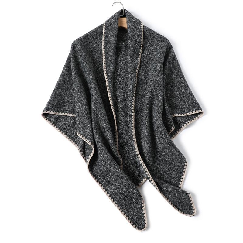 Solid Color Imitation Cashmere Temperament Scarf Long Triangle Scarf Warm Scarf Women'S Thickened Shawl Versatile In Autumn And Winter
