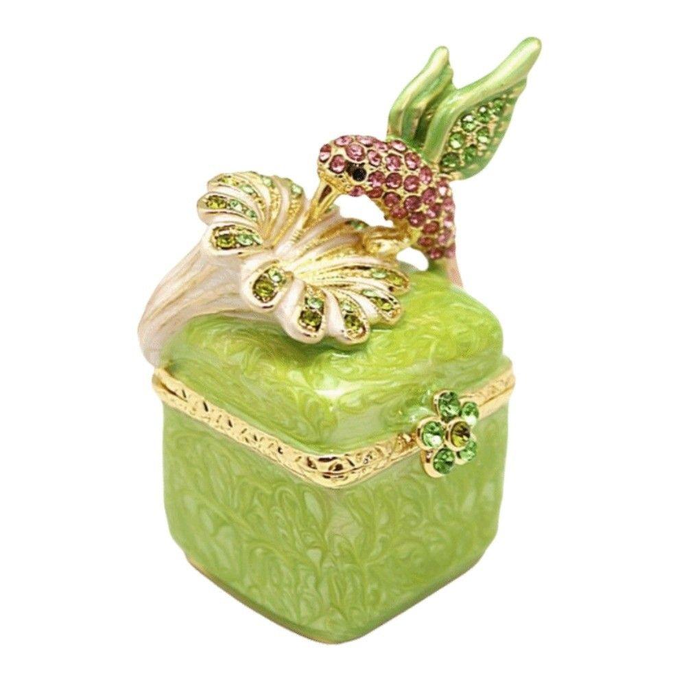Hinged Lid Decorative Metal Jewelry Box Mini Size Animal Statue Jewelry Holder Home Decor