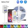 Светодиодная лента Bluetooth Светодиодная лента RGB Неоновая лампа SMD 5050 12 В постоянного тока Светодиодная осветительная лента 5 м 10 м 15 м 20 м Подсветка телевизора + музыкальный светодиодный контроллер + адаптер питания ЕС/США