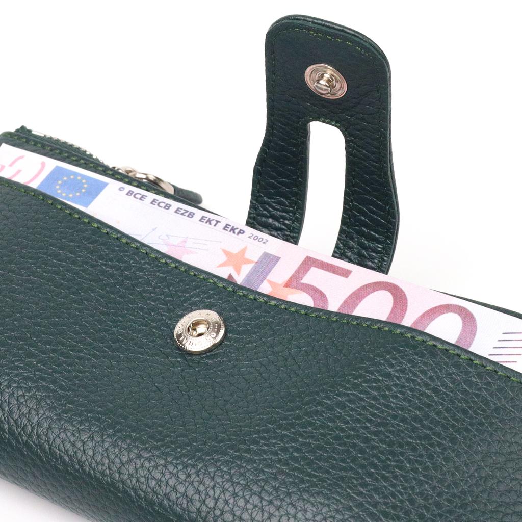 Вместительный женский кошек из натуральной зернистой кожи CANPELLINI Wallet 21633 Зеленый
