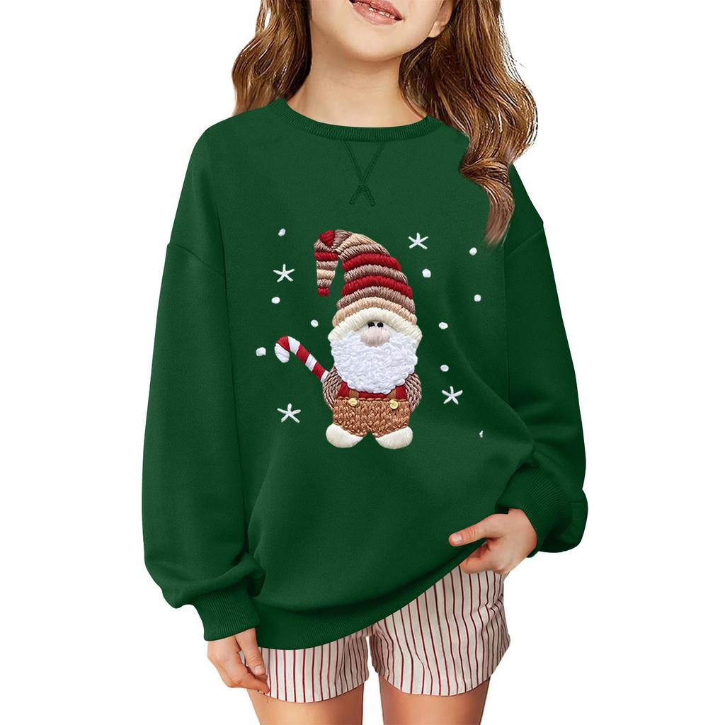 Children's Fashionable Casual Long-sleeved Loose Christmas Print Pullover Sweatshirt