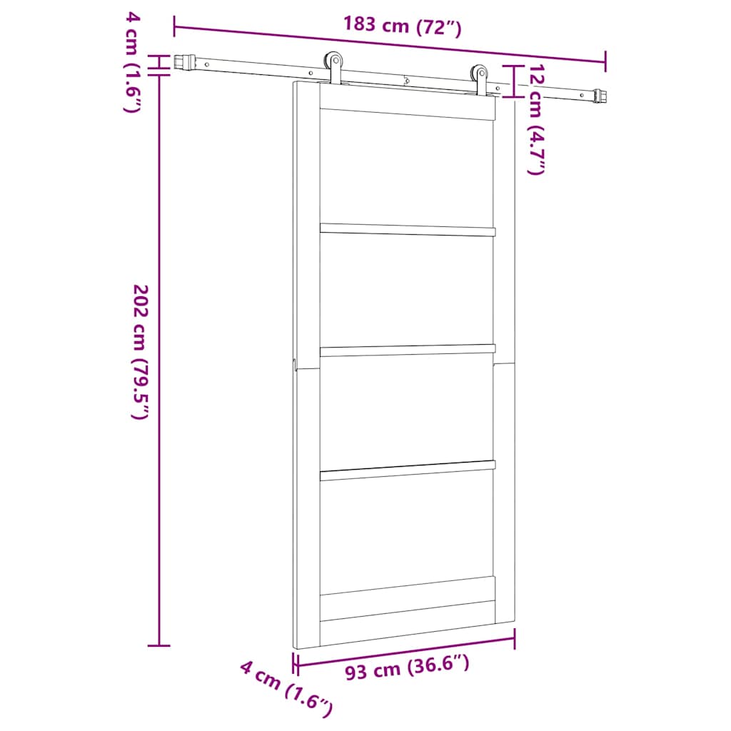 ORKDAL Sliding Door White and Black 93 x 202 cm