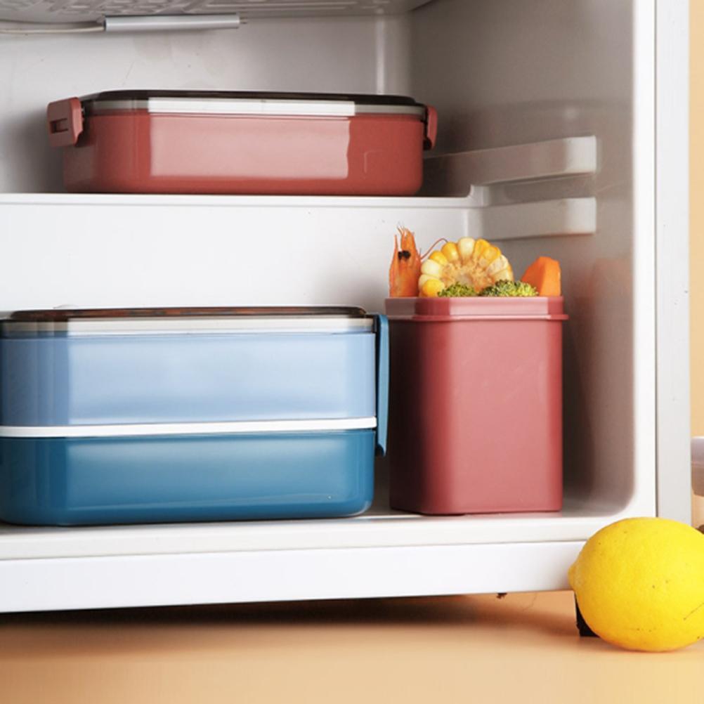 Portable Lunch Box Microwavable 2 Layer Stackable Japanese Bento Box with Utensils for Adults Kids
