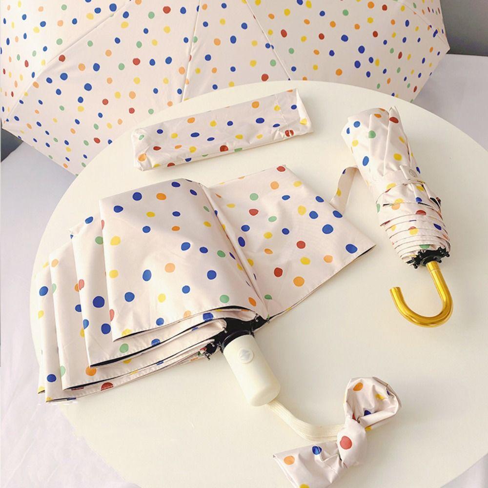 Прекрасный виниловый автоматический зонт с защитой от УФ-лучей, ветрозащитный, в горошек, портативный, мини, прочный, складной зонт для студента