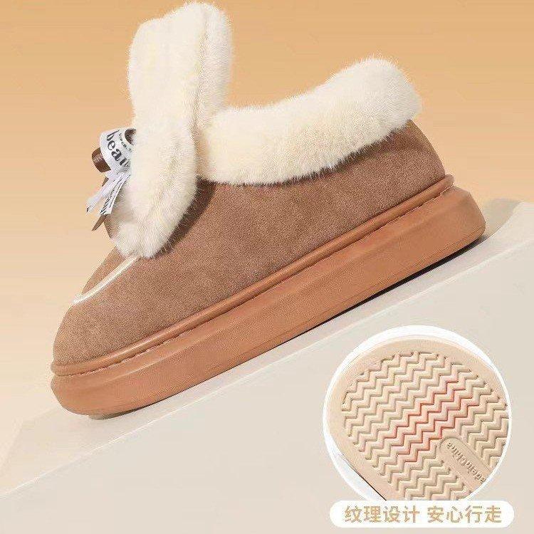 2024 новая зимняя верхняя одежда хлопковая обувь теплая утолщенная нескользящая женская сумка на каблуке хлопковые тапочки милые плюшевые тапочки