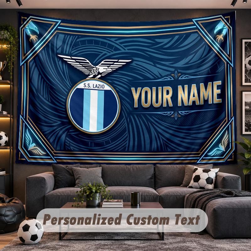 Lazio FC Personalized Tapestry Support Custom Name, Wall Art Home Decoration
