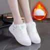 Женские зимние теплые ботинки большого размера с мягкой подошвой и меховой подкладкой, нескользящие, для пеших прогулок, повседневные, спортивные, хлопковые ботинки, маленькие белые туфли