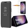 Case + 2 Tempered Glasses for Samsung S23 - Translucent Clear View Case - Black