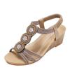 Slope Heel Sandals Vintage Beaded Fairy Dew Toe Muffin Roman Shoes