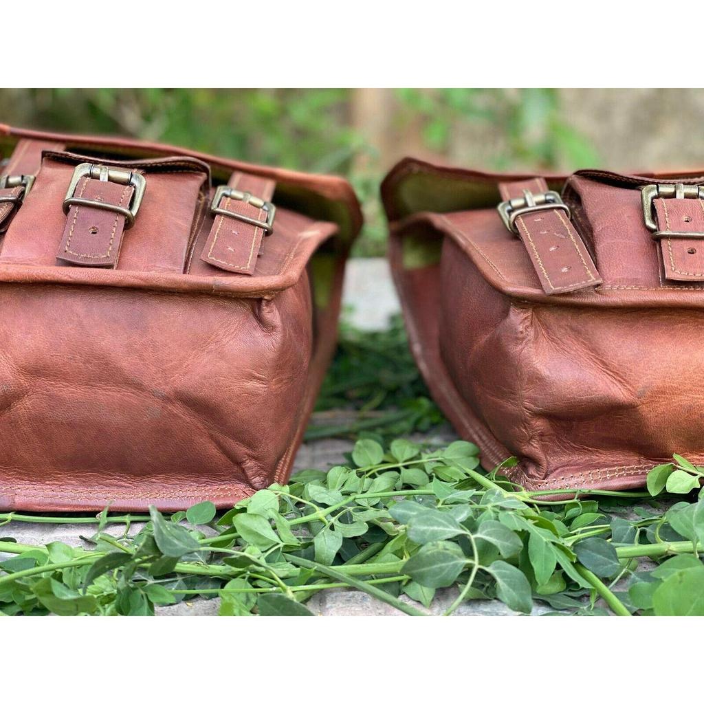 Motorcycle 3 Saddle Side Bags Sassy Bar Handlebar Luggage Tool Goat Leather