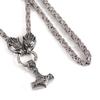 Nordic Viking Mythology Thor 'S Hammer Pendant Necklace Silver Emperor Chain Wolf Head Necklace Popular Style 