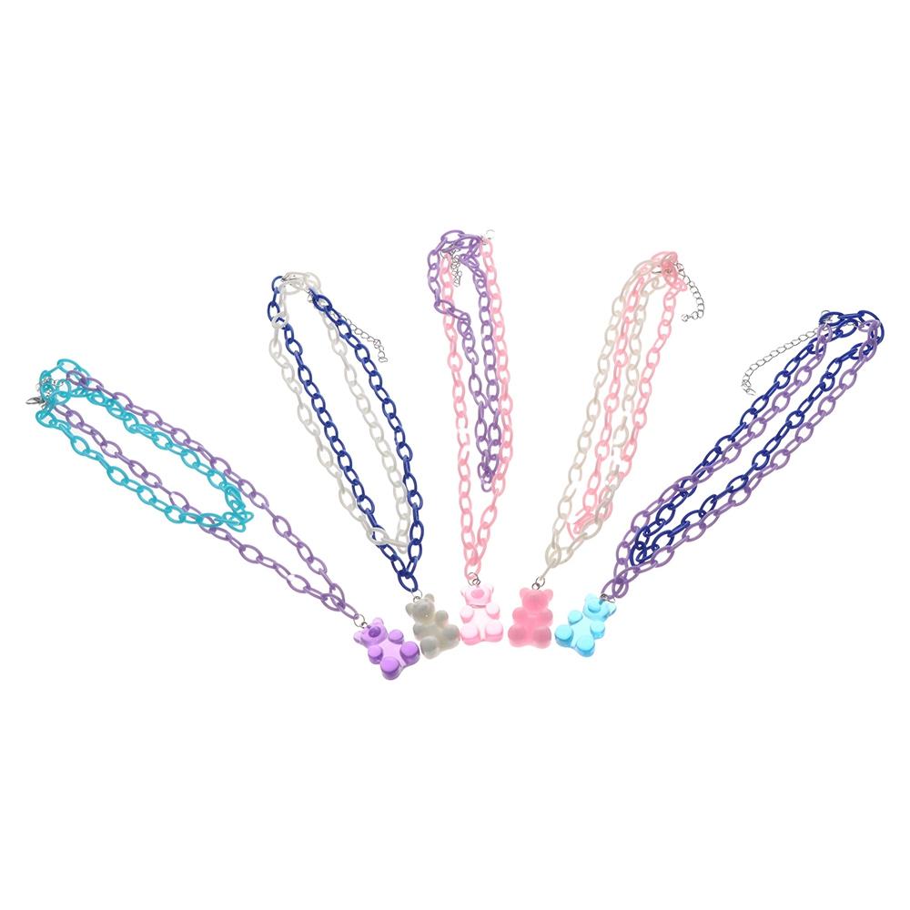 Sweet Animal Girls Geometric Funny Multilayer Necklace Cute Choker Chain Pendant Bear Necklace