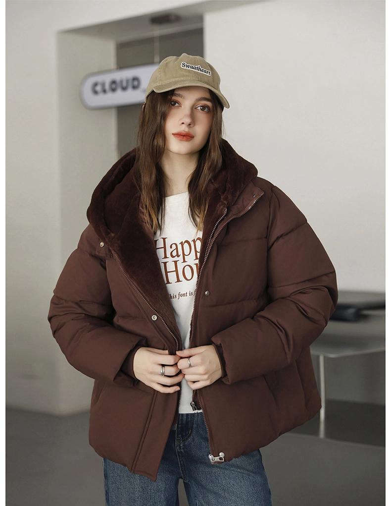 Искусственный норковый велюр, имитация двух предметов, худи со стежкой, короткая куртка-пуховик