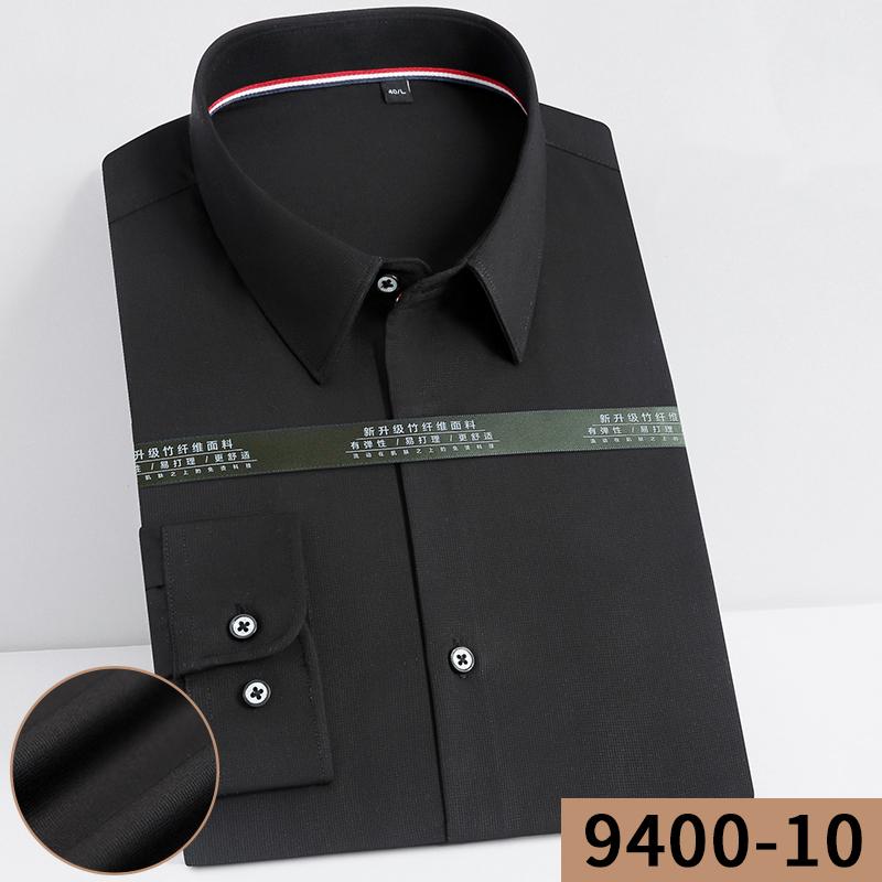 Твердые деловые мужские повседневные рубашки из бамбукового волокна с длинными рукавами, удобные без нагрудного кармана